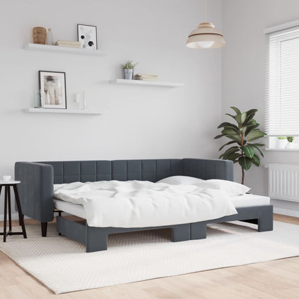 daybed med udtræk 80x200 cm velour mørkegrå