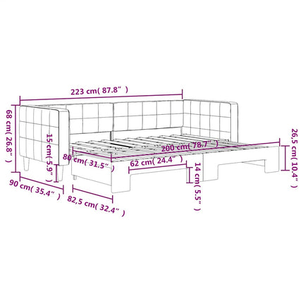 daybed med udtræk 80x200 cm velour mørkegrøn