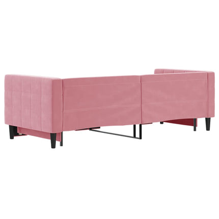 daybed med udtræk 80x200 cm velour lyserød