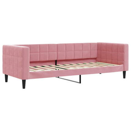 daybed med udtræk 80x200 cm velour lyserød