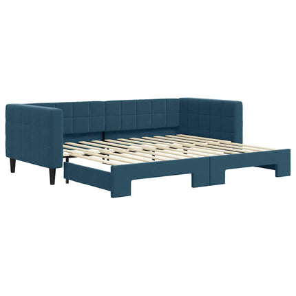 daybed med udtræk 90x200 cm velour blå