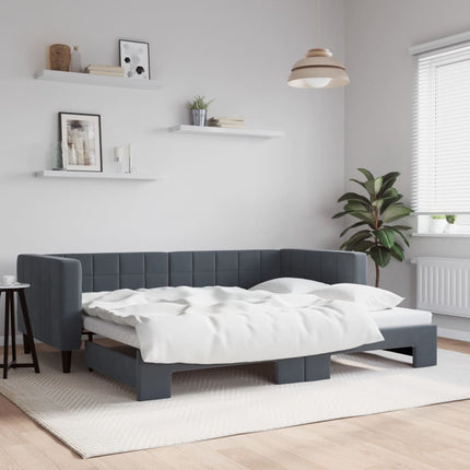 daybed med udtræk 90x200 cm velour mørkegrå