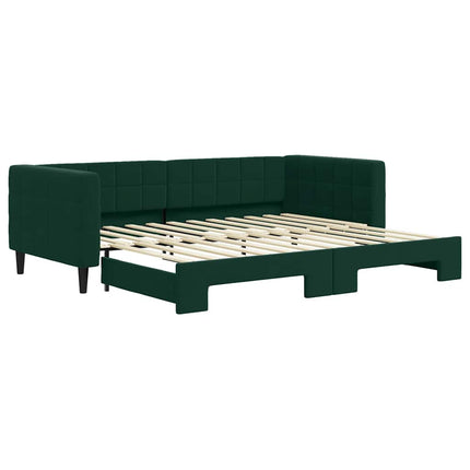 daybed med udtræk 90x200 cm velour mørkegrøn