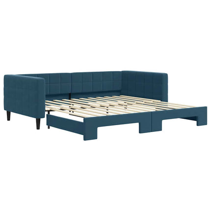 daybed med udtræk 100x200 cm velour blå