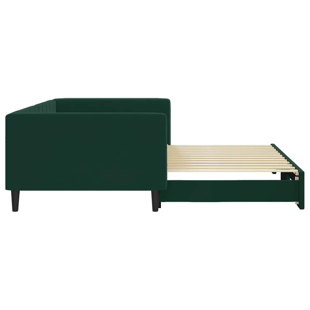 daybed med udtræk 100x200 cm velour mørkegrøn