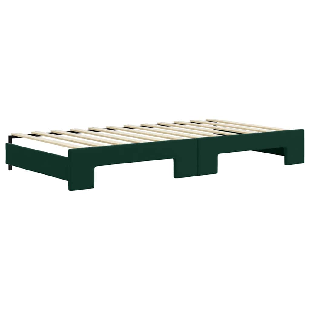 daybed med udtræk 100x200 cm velour mørkegrøn