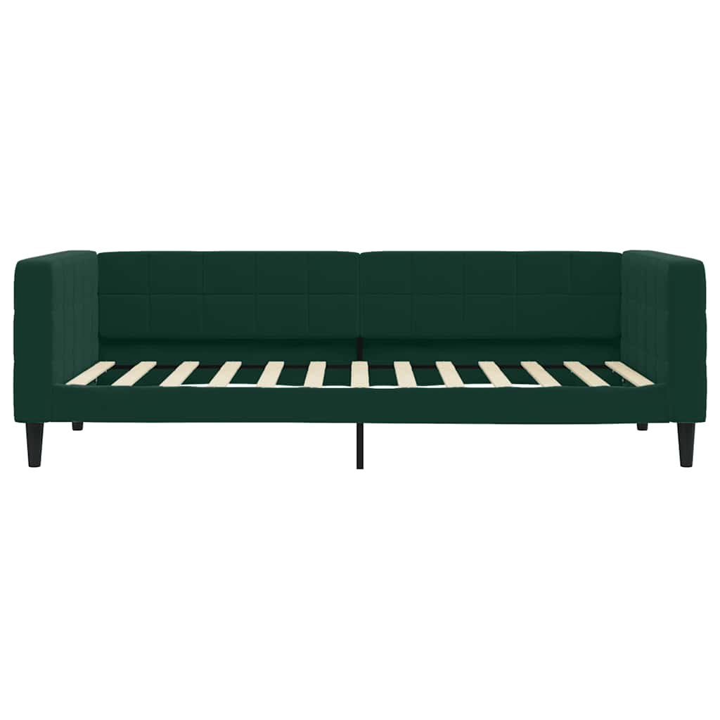 daybed med udtræk 100x200 cm velour mørkegrøn
