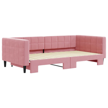 daybed med udtræk 100x200 cm velour lyserød