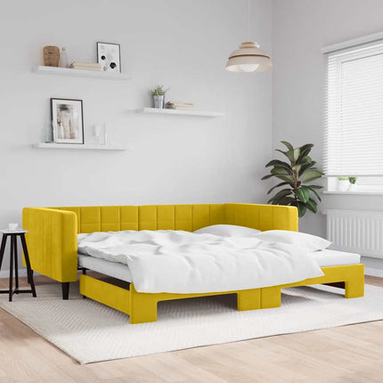 daybed med udtræk 100x200 cm velour gul