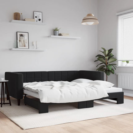 daybed med udtræk 90x190 cm velour sort
