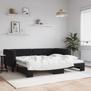 daybed med udtræk 90x190 cm velour sort