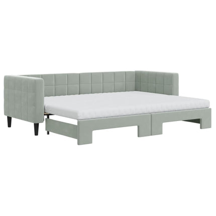 daybed med udtræk og madras 80x200 cm velour lysegrå