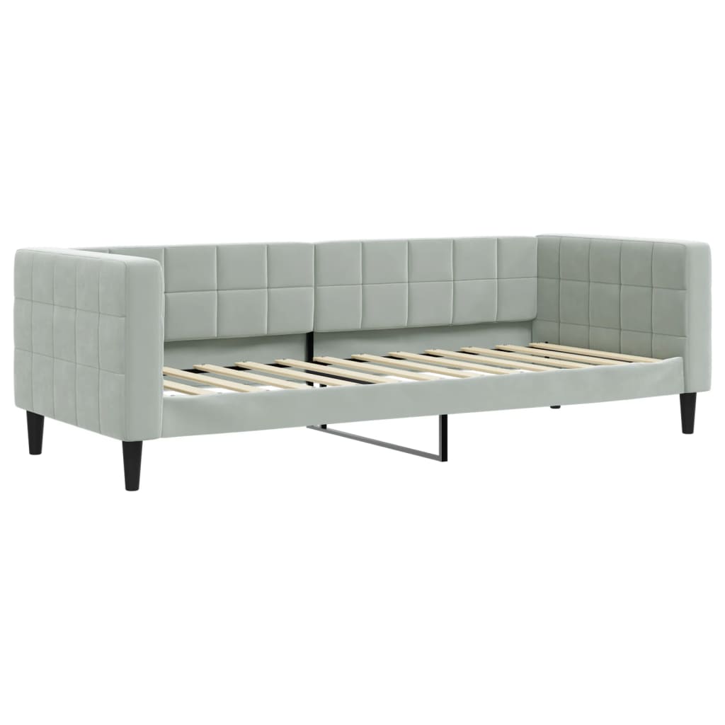 daybed med udtræk og madras 80x200 cm velour lysegrå