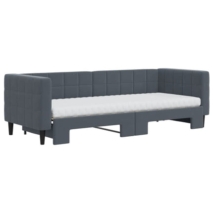 daybed med udtræk og madras 80x200 cm velour mørkegrå