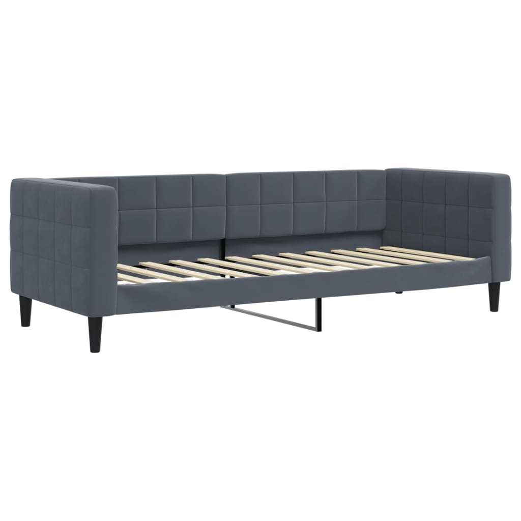 daybed med udtræk og madras 80x200 cm velour mørkegrå