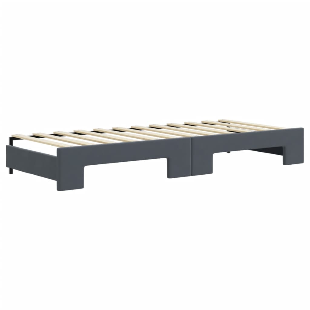 daybed med udtræk og madras 80x200 cm velour mørkegrå