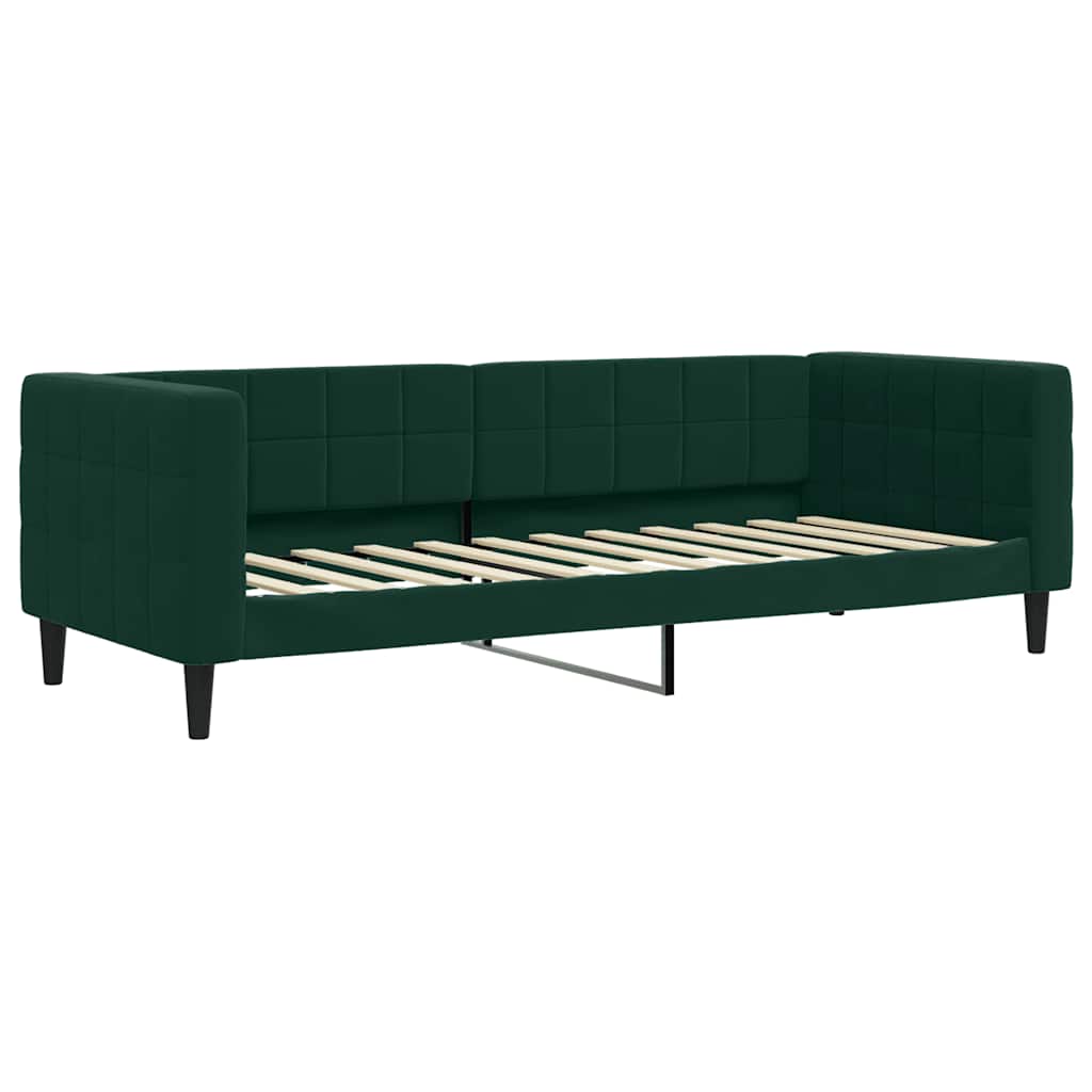 daybed med udtræk og madras 80x200 cm velour mørkegrøn