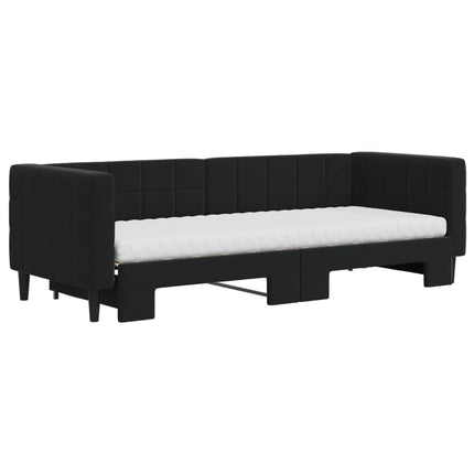 daybed med udtræk og madras 80x200 cm velour sort