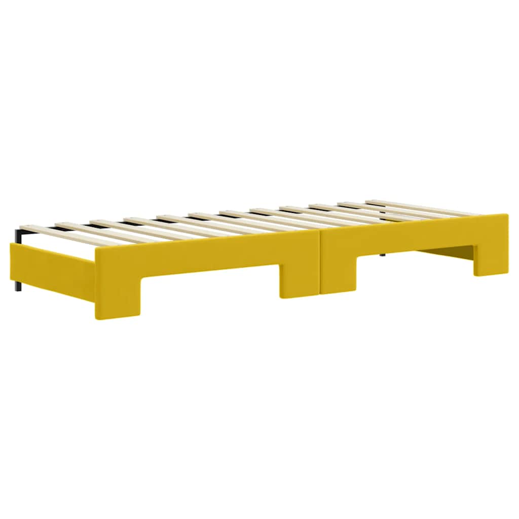 daybed med udtræk og madras 80x200 cm velour gul