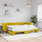 daybed med udtræk og madras 80x200 cm velour gul