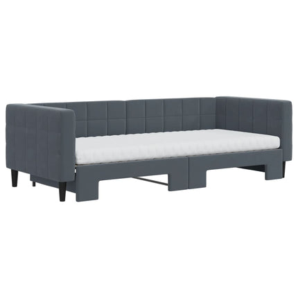 daybed med udtræk og madras 90x200 cm velour mørkegrå