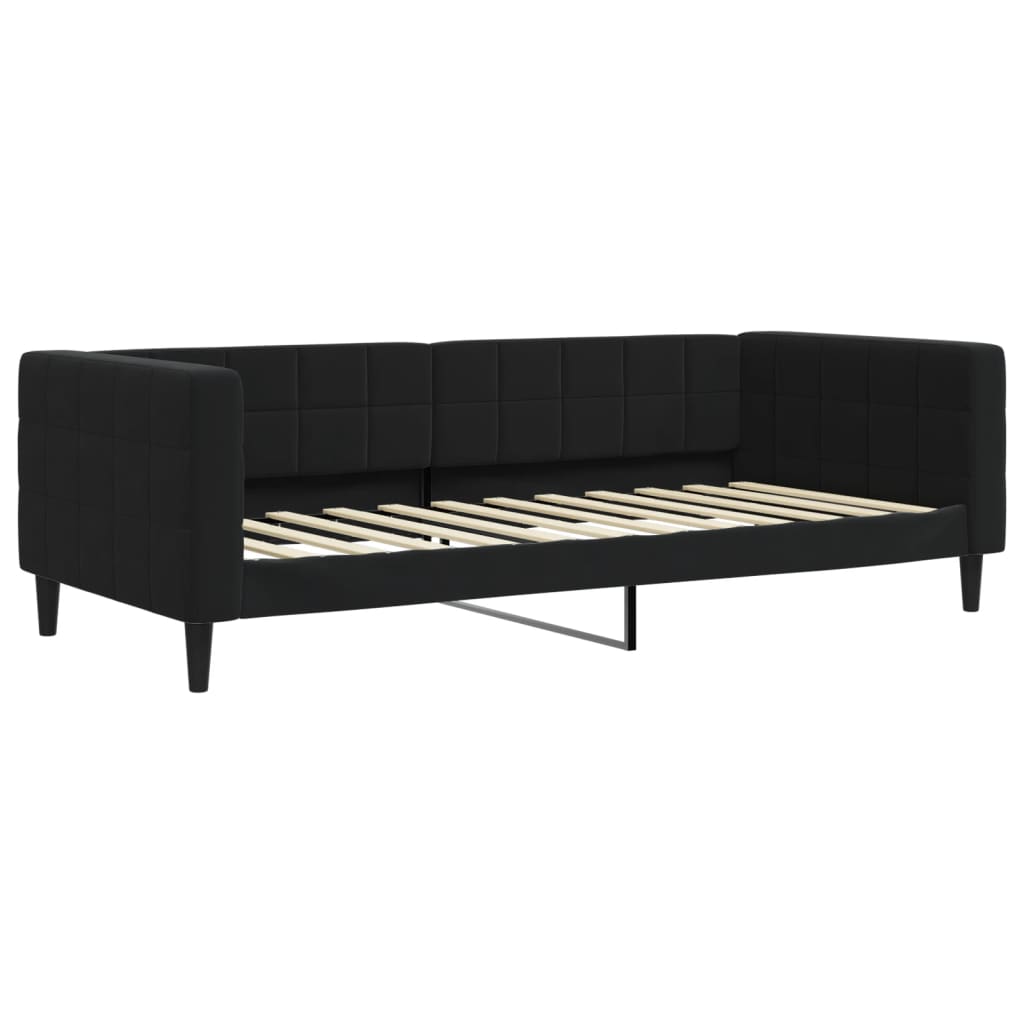 daybed med udtræk og madras 90x200 cm velour sort