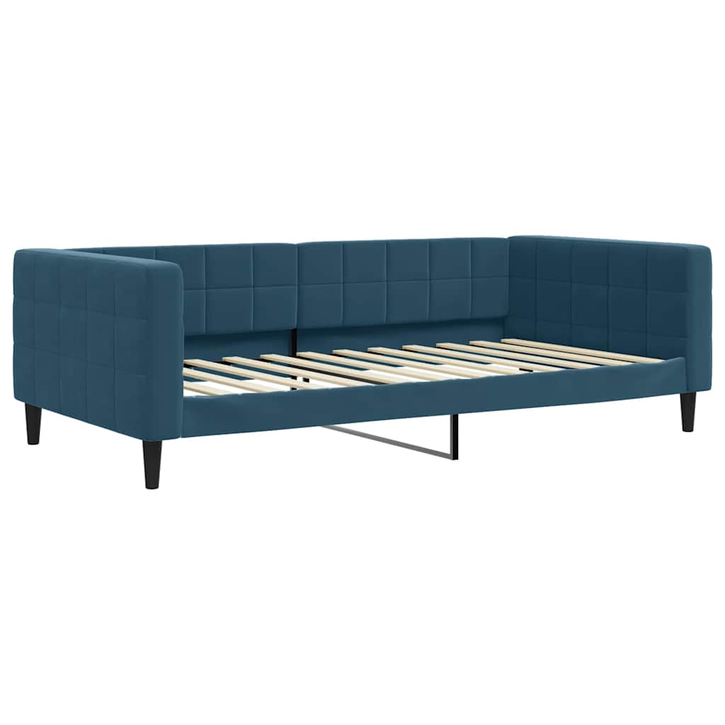 daybed med udtræk og madras 100x200 cm velour blå