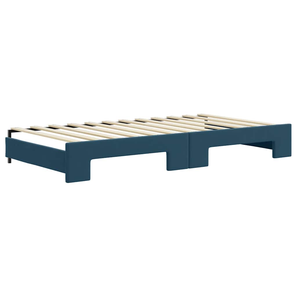daybed med udtræk og madras 100x200 cm velour blå