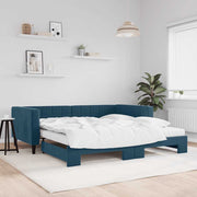 daybed med udtræk og madras 100x200 cm velour blå