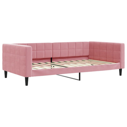 daybed med udtræk og madras 100x200 cm velour lyserød