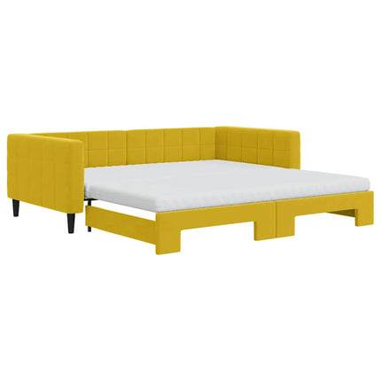 daybed med udtræk og madras 100x200 cm velour gul