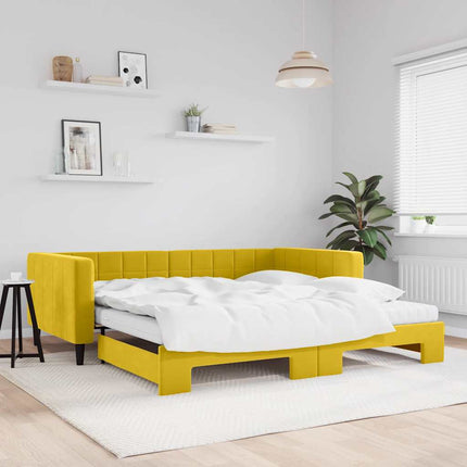 daybed med udtræk og madras 100x200 cm velour gul