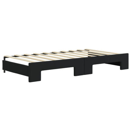 daybed med udtræk og madras 90x190 cm velour sort