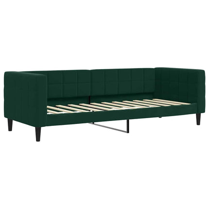 daybed med udtræk og skuffer 80x200 cm velour mørkegrøn