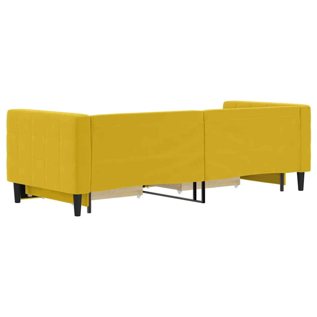 daybed med udtræk og skuffer 80x200 cm velour gul