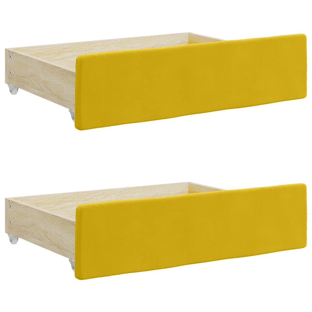 daybed med udtræk og skuffer 80x200 cm velour gul