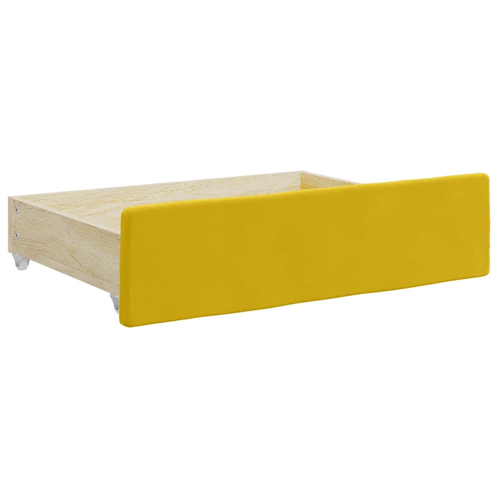 daybed med udtræk og skuffer 80x200 cm velour gul