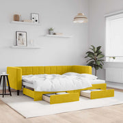 daybed med udtræk og skuffer 80x200 cm velour gul