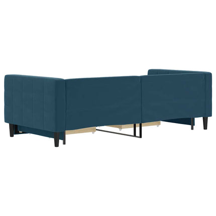 daybed med udtræk og skuffer 90x200 cm velour blå
