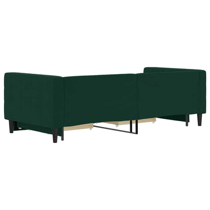 daybed med udtræk og skuffer 90x200 cm velour mørkegrøn