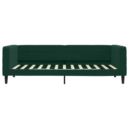 daybed med udtræk og skuffer 90x200 cm velour mørkegrøn