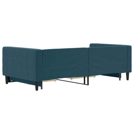 daybed med udtræk og skuffer 100x200 cm velour blå