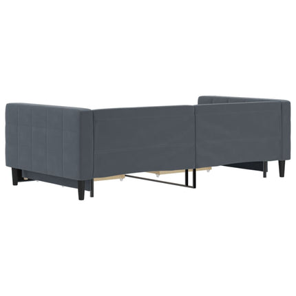 daybed med udtræk og skuffer 100x200 cm velour mørkegrå