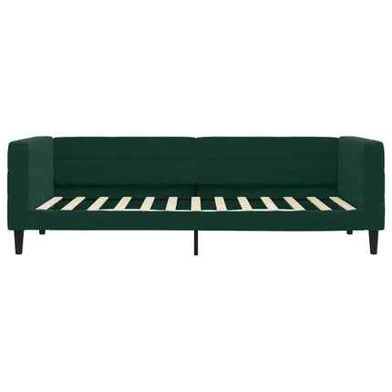 daybed med udtræk og skuffer 100x200 cm velour mørkegrøn
