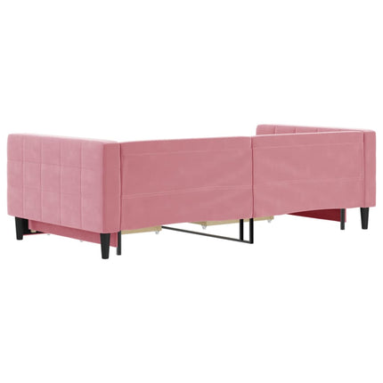 daybed med udtræk og skuffer 100x200 cm velour lyserød