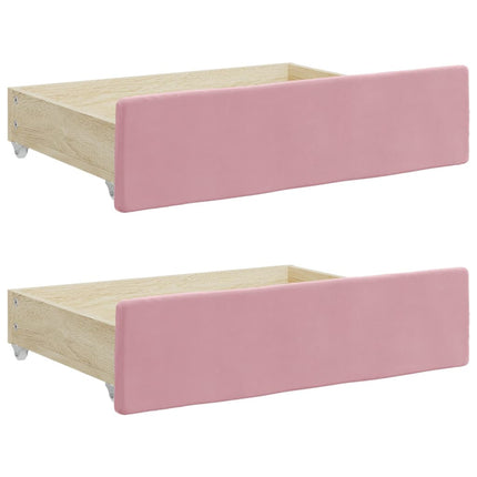 daybed med udtræk og skuffer 100x200 cm velour lyserød