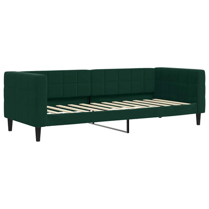daybed med udtræk og skuffer 80x200 cm velour mørkegrøn