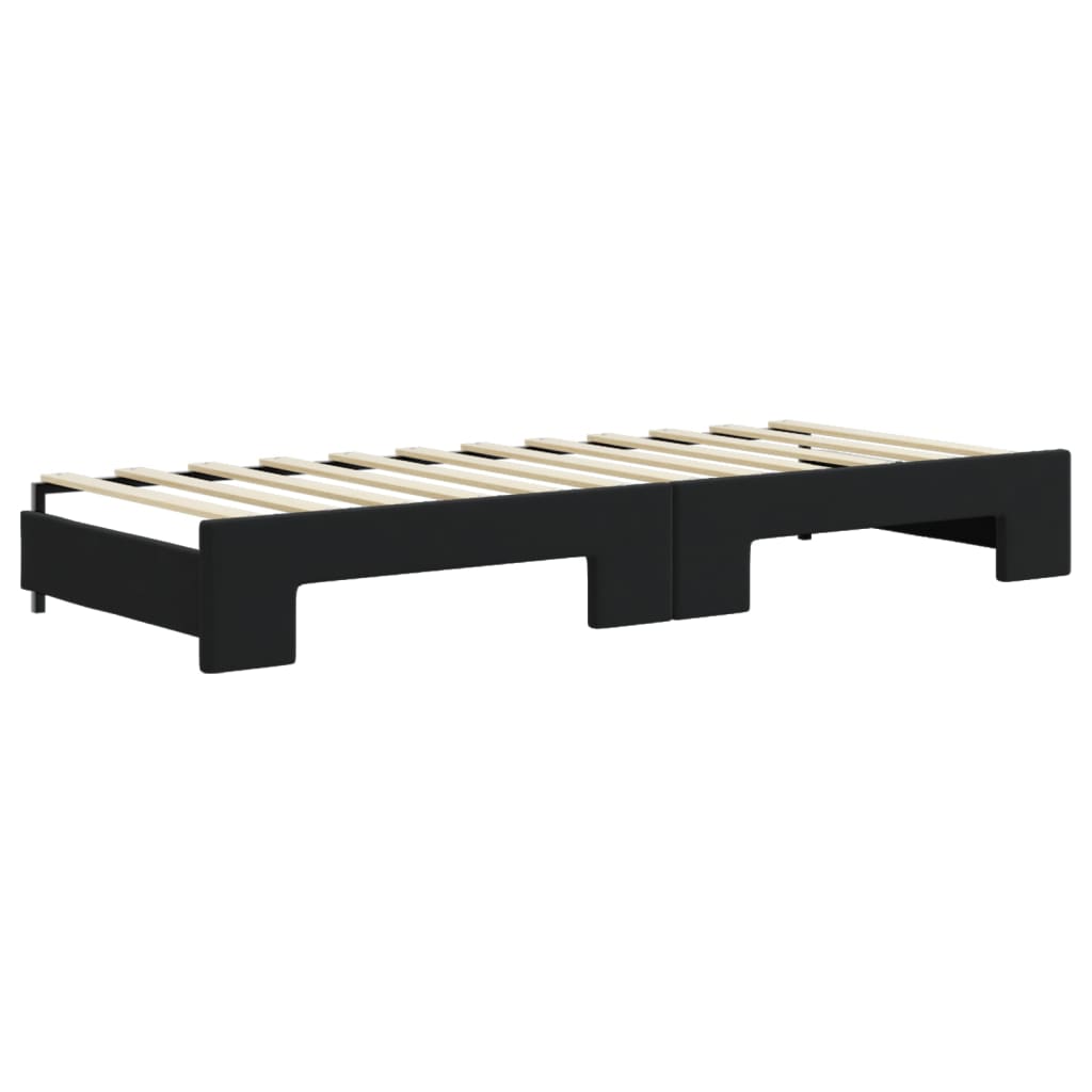 daybed med udtræk og skuffer 80x200 cm velour sort