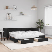 daybed med udtræk og skuffer 80x200 cm velour sort
