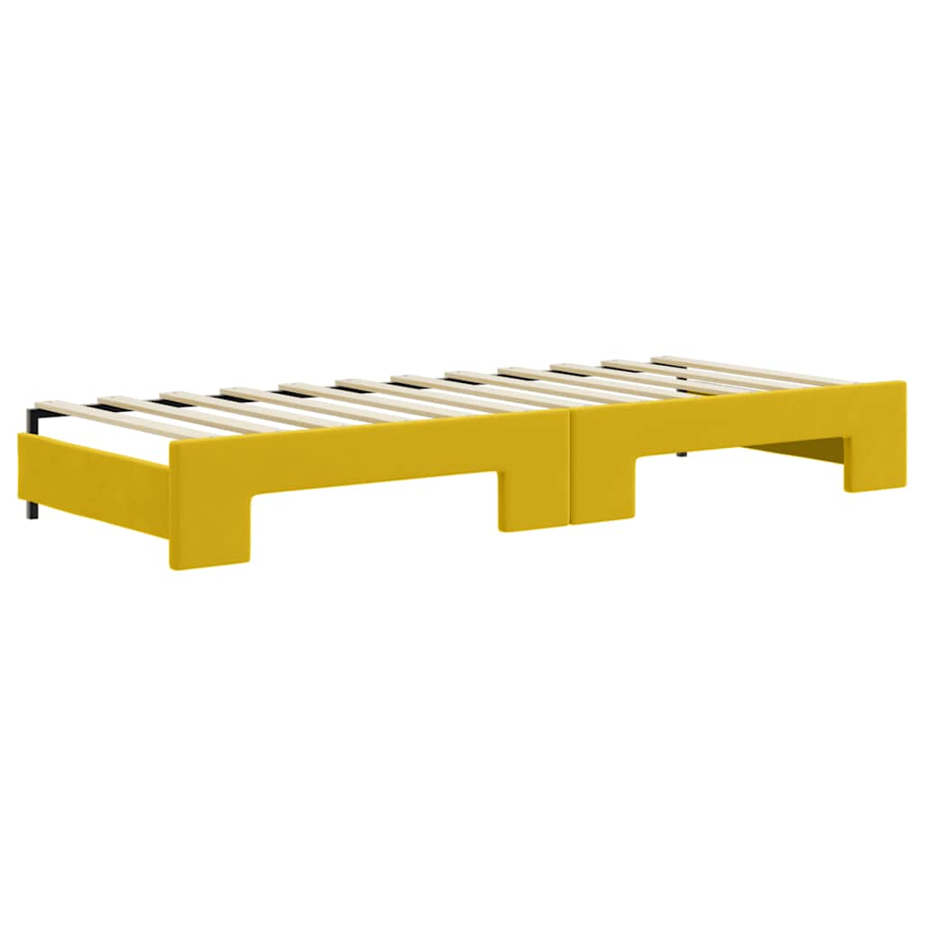 daybed med udtræk og skuffer 80x200 cm velour gul